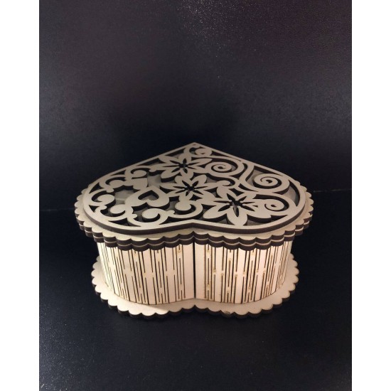 Ahşap Dekoratif  Kalpli Kutu